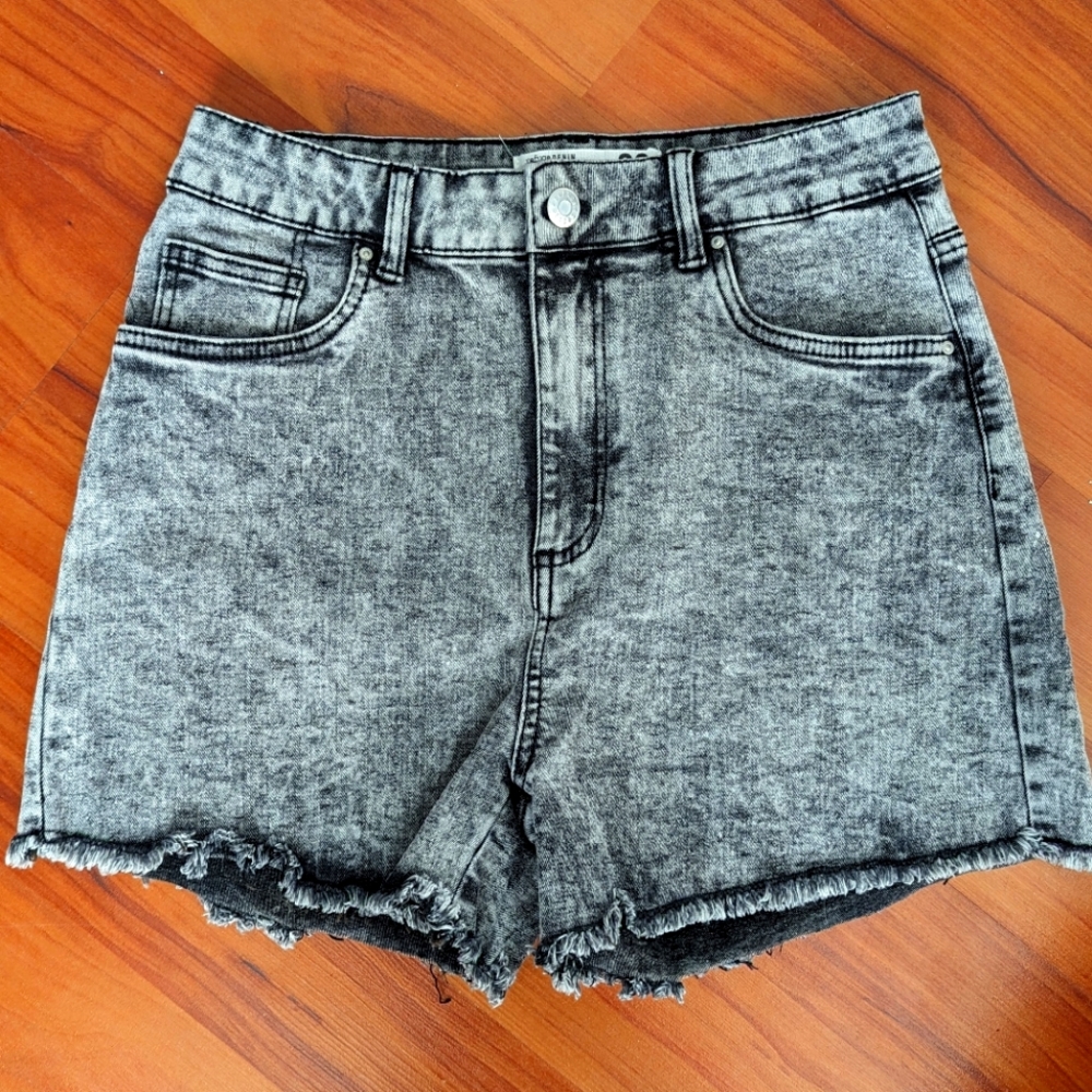 Refuge Denim High Rise Black Acid Wash Jean Shorts Size 9